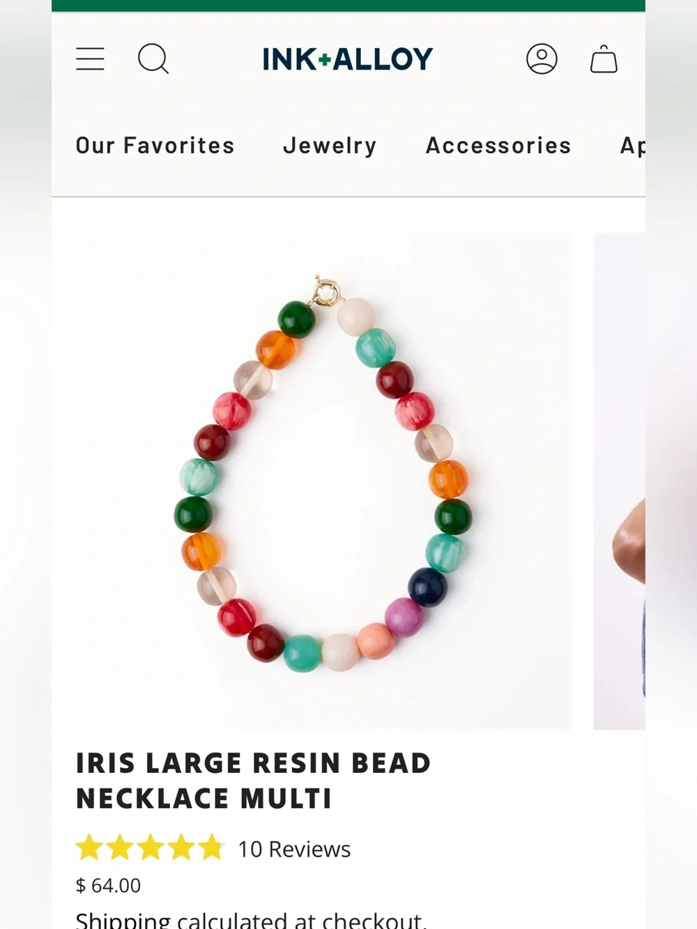 INK + ALLOY IRIS LARGE RESIN BEAD NECKLACE MULTI